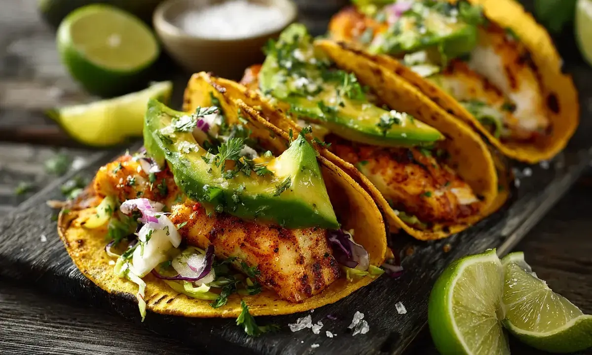Fisk-taquitos med avokado och lime. Ett härligt taquitos recept som passar perfekt för en middag.