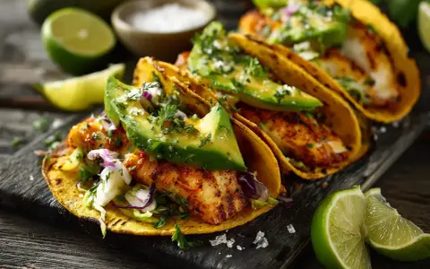 Fisk-taquitos med avokado och lime. Ett härligt taquitos recept som passar perfekt för en middag.