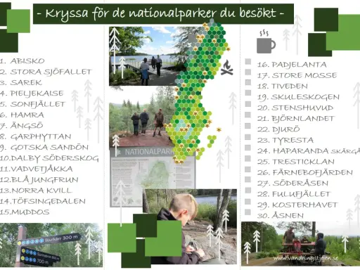 En lista över nationalparker i Sverige, med en karta och bilder. Hur många nationalparker finns det i Sverige? Denna sida hjälper dig att hålla koll.