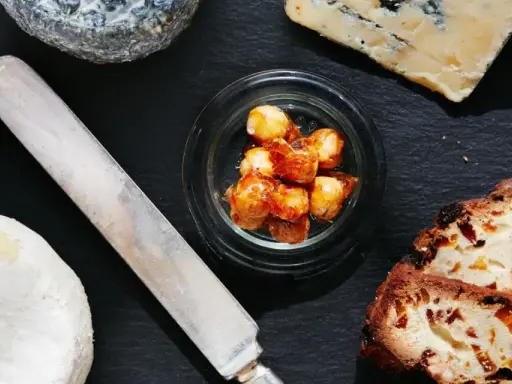 En ostbricka med olika ostar, kanderade nötter och fruktbröd. En klassisk norsk matupplevelse.