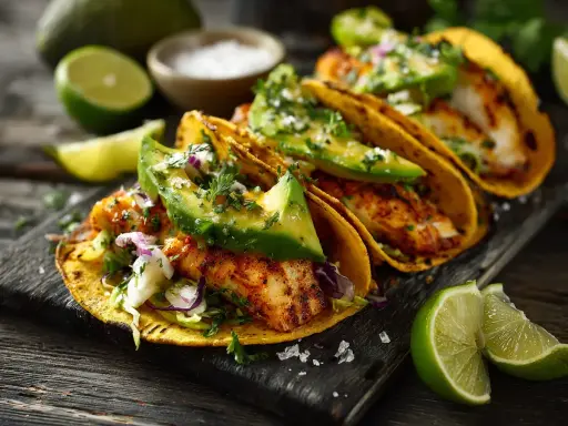 Fisk-taquitos med avokado och lime. Ett härligt taquitos recept som passar perfekt för en middag.